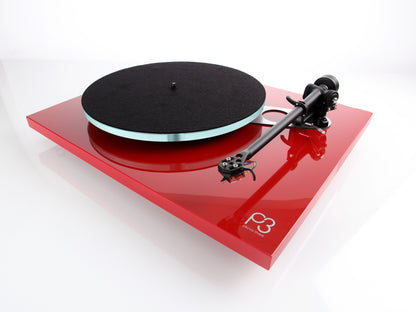Product image of a Rega Planar 3 with ND3 Cartridge in Red.