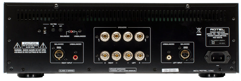 Product Image of the Rotel RB-1552 Stereo Power Amplifier Rear Panel