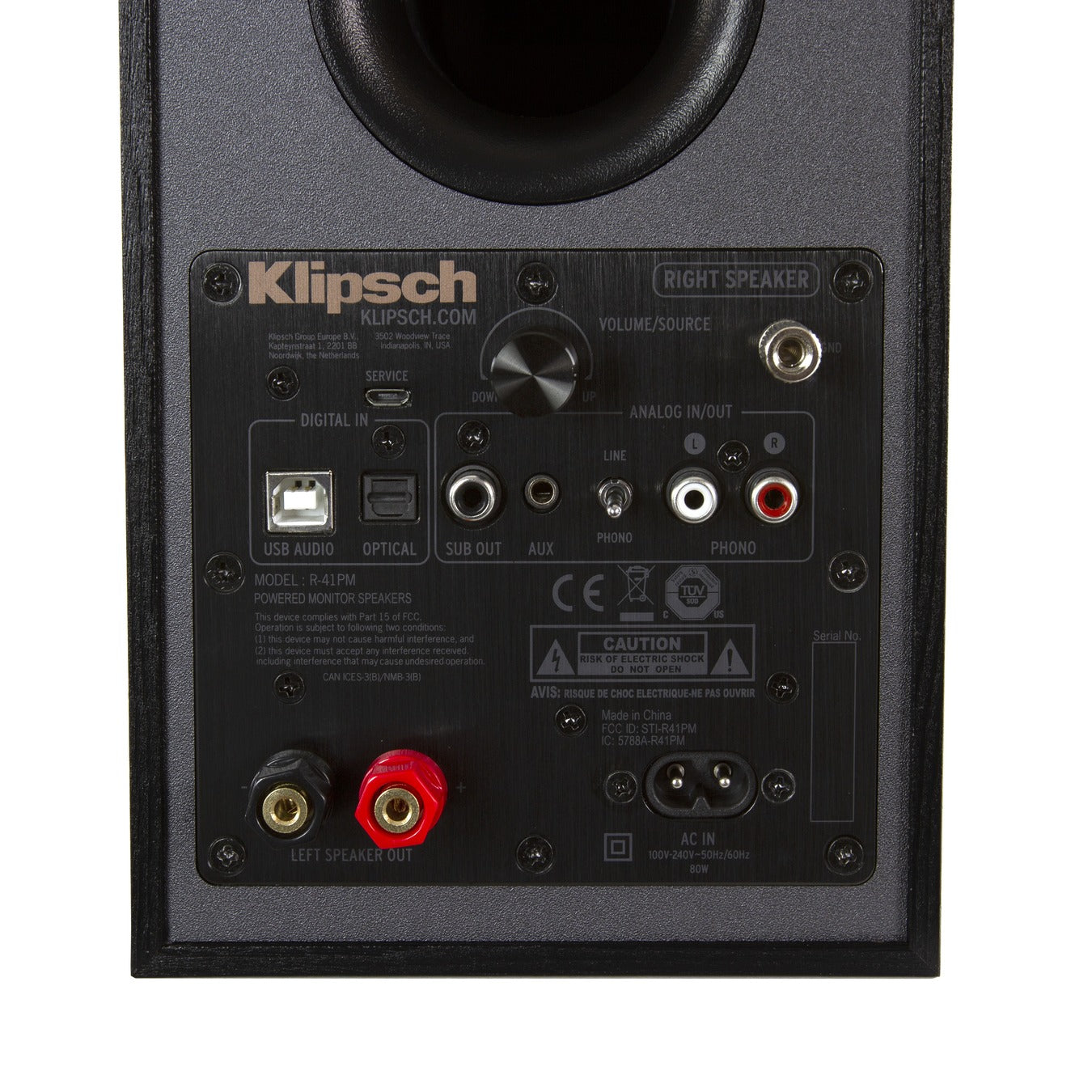 Product Image for the Klipsch R-41PM Powered Bookshelf Speakers Rear Panel