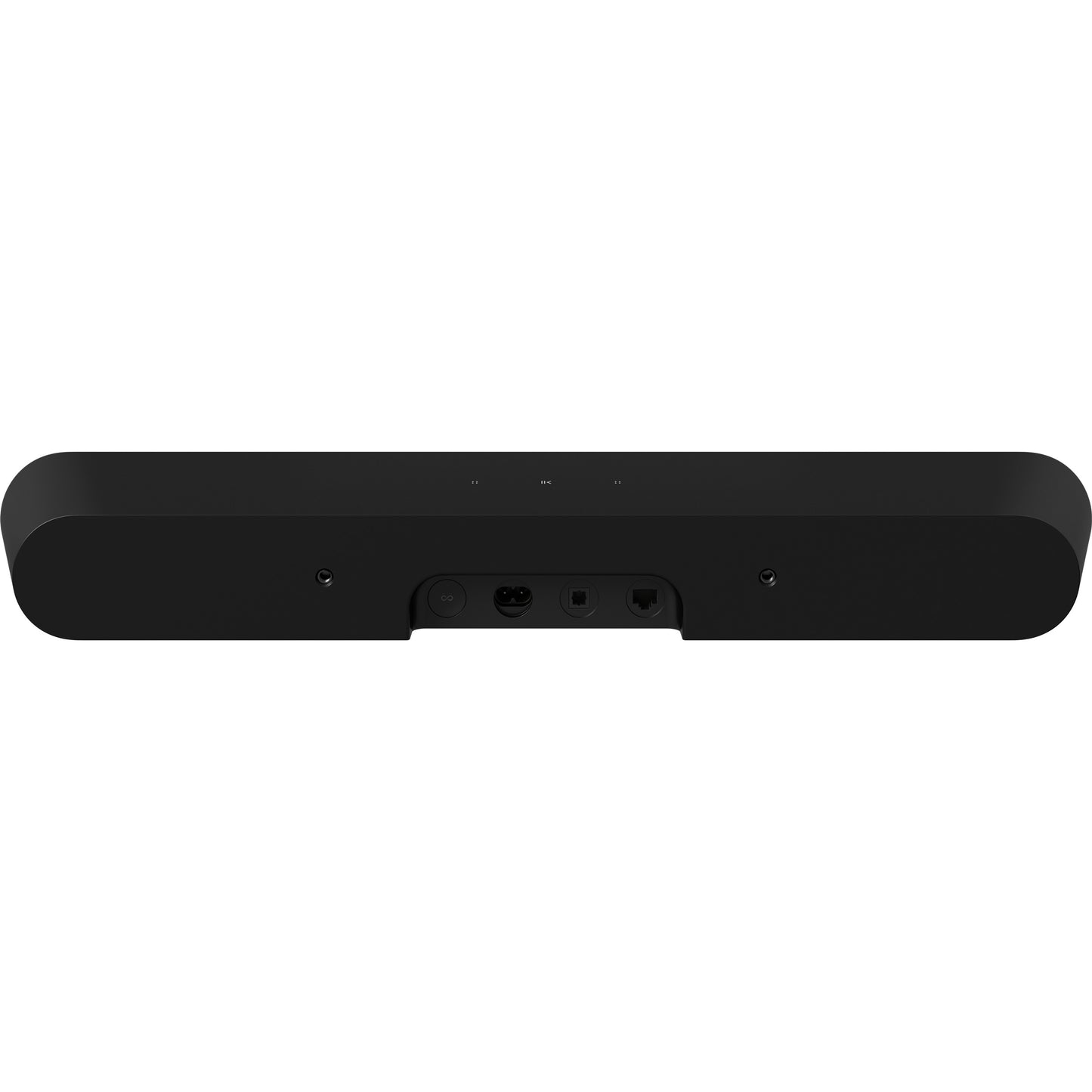 Product image of the rear of a Sonos Ray Soundbar in black.