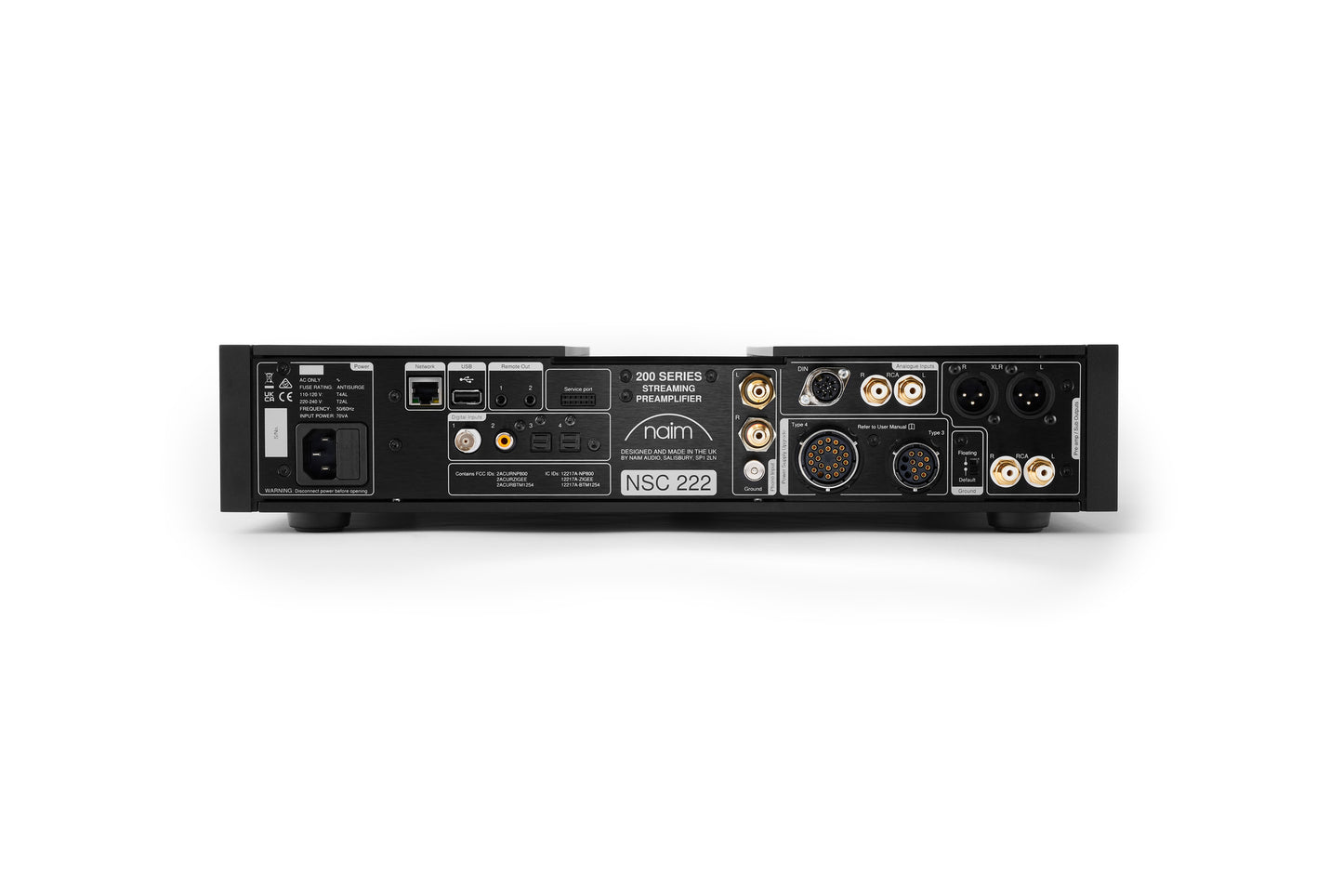 Product Image of the Naim NSC 222 Music Streamer and pre-amplifier Rear Panel