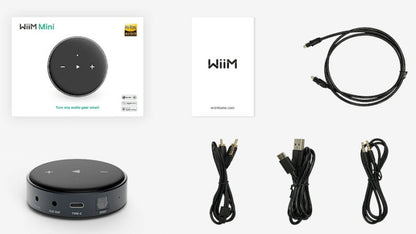 Product Image of what comes in the box of a WiiM Mini Music Streamer