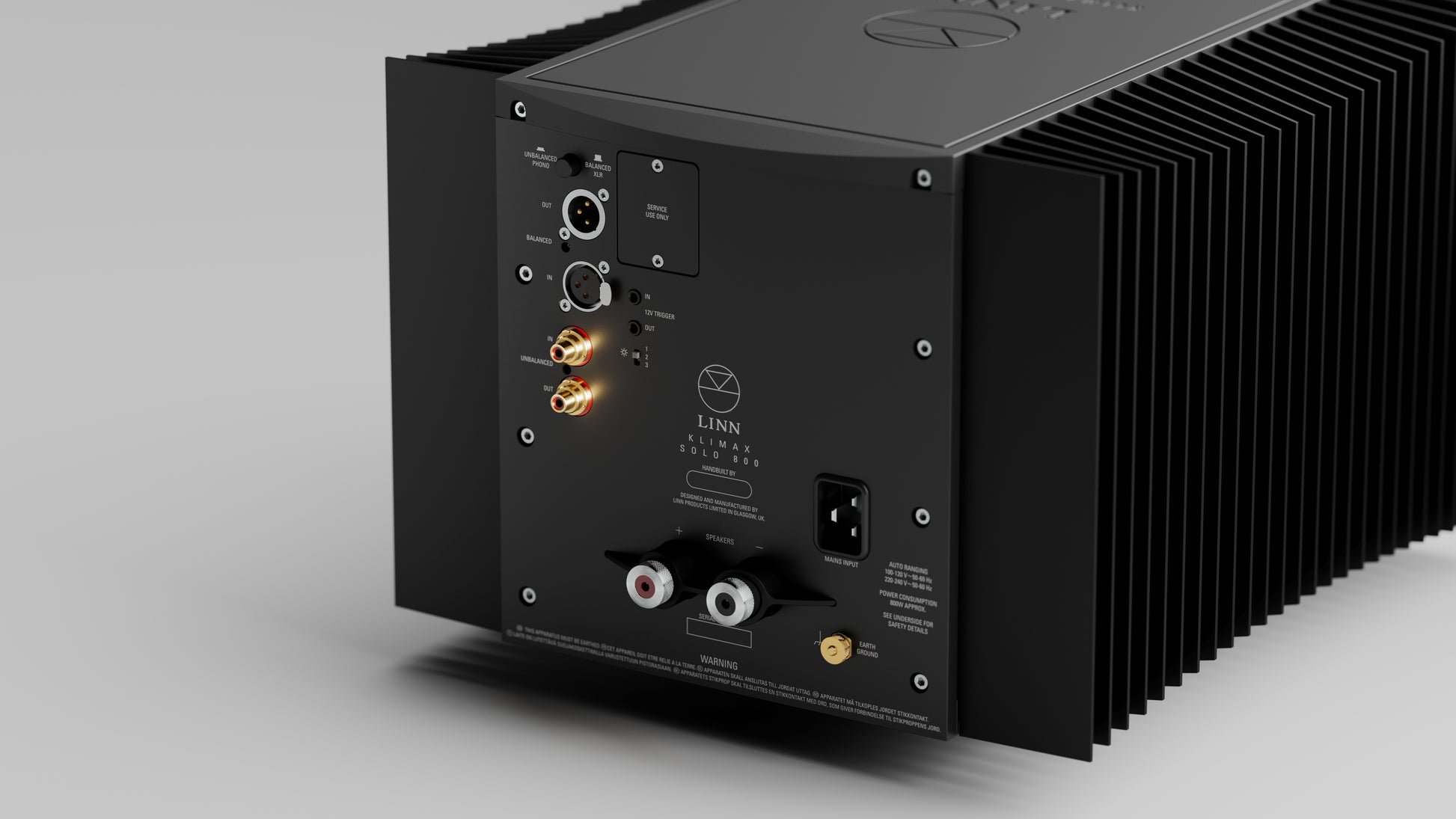 Product Image for the Linn Klimax Solo 800 Mono Power Amplifier Rear Panel in Black
