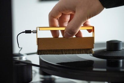 Lifestyle Image of Pro-Ject Brush It Premium Record Cleaning Brush with Grounding Cable