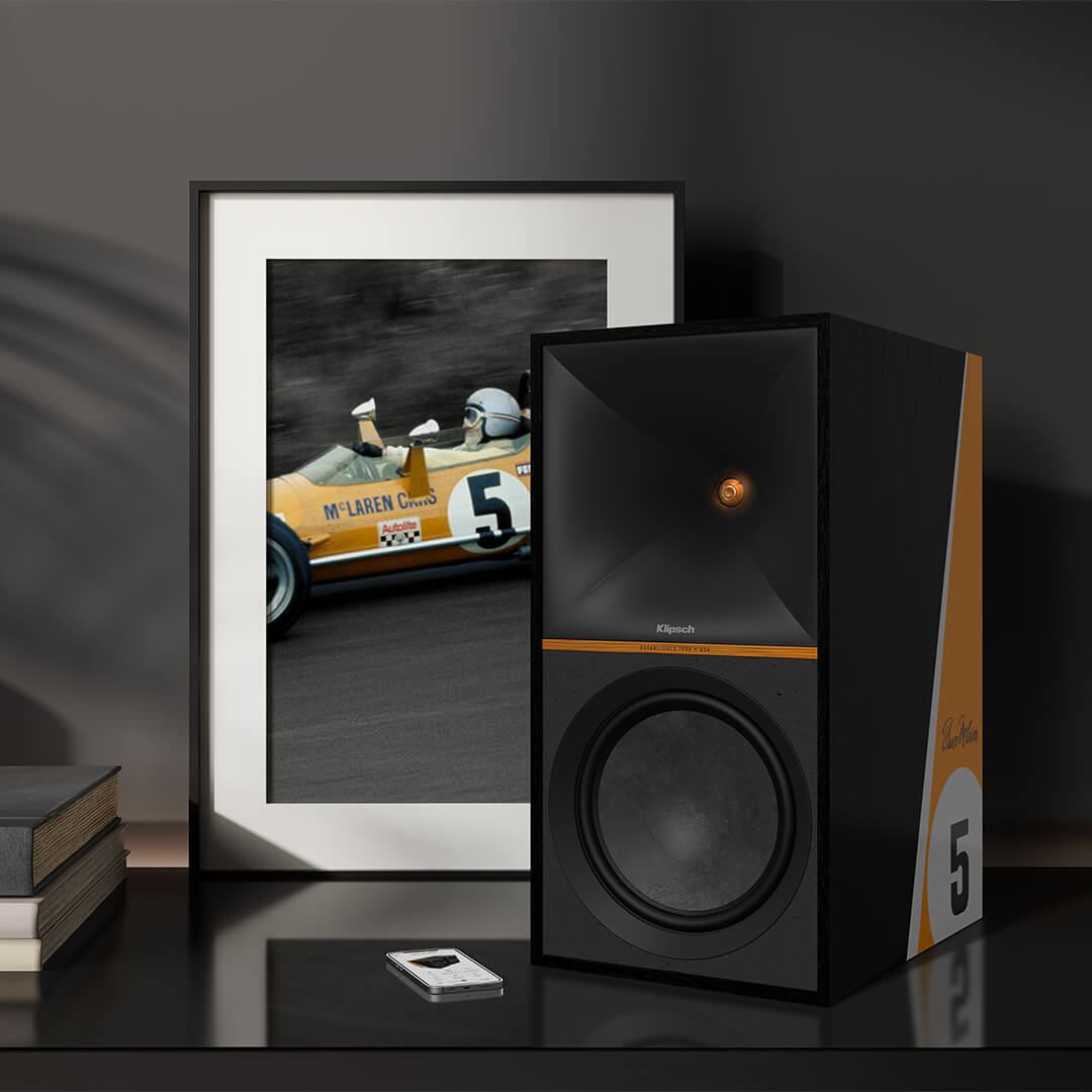 Lifestyle Image of the Klipsch The Nines McLaren Edition Powered Bookshelf Speakers