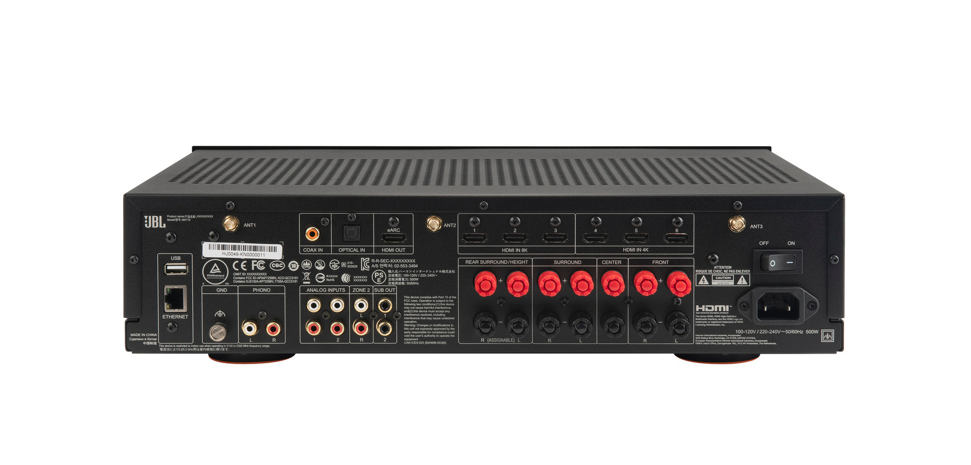Product Image of the JBL MA710 AV Receiver Rear Panel