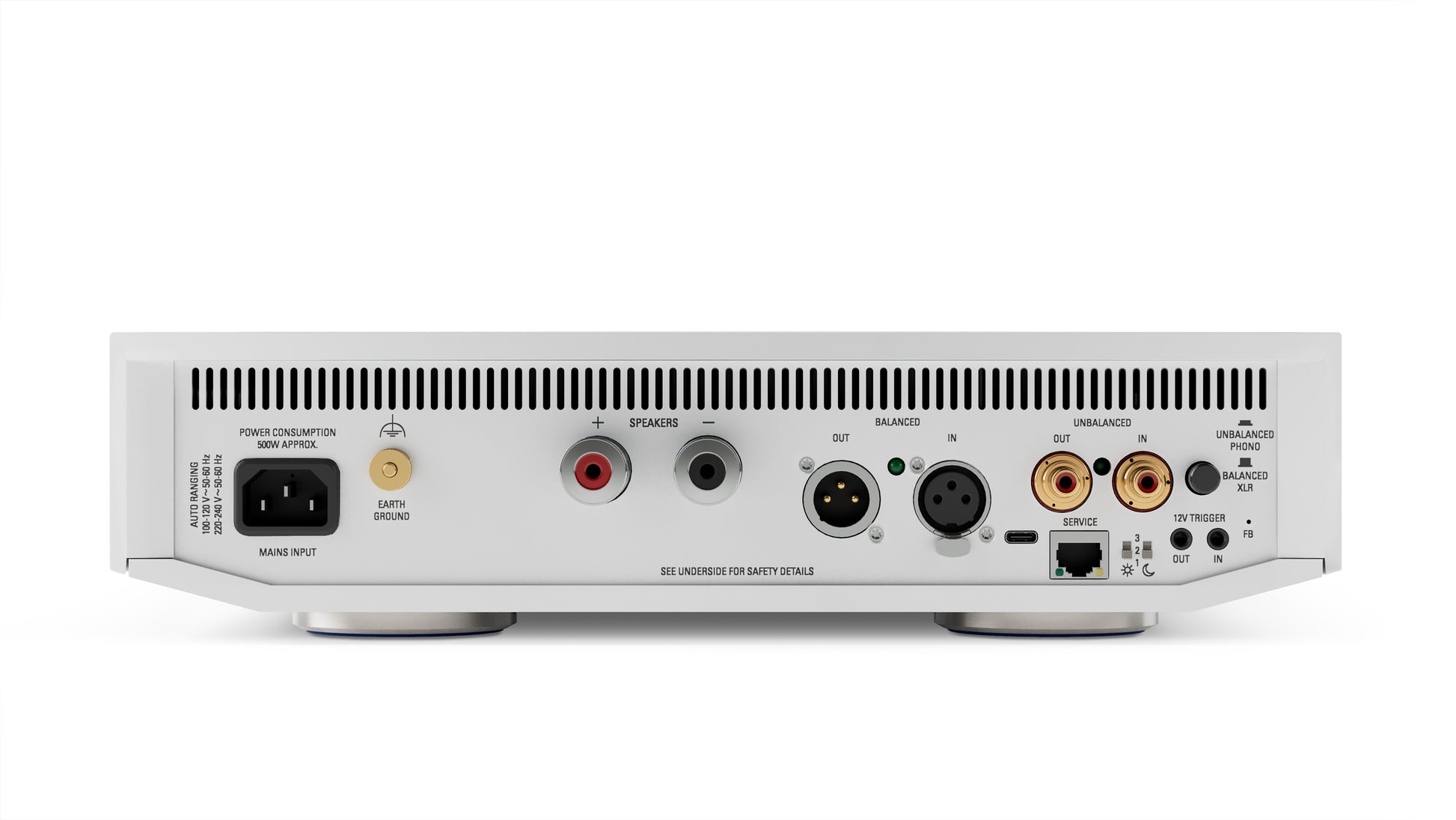 Product Image of the Linn Klimax Solo 500 Mono Power Amplifier Rear Panel in Silver