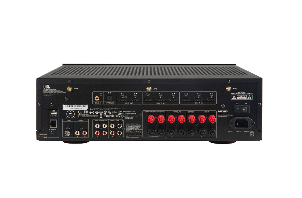 Product Image of the JBL MA7100HP AV Receiver rear panel in Black