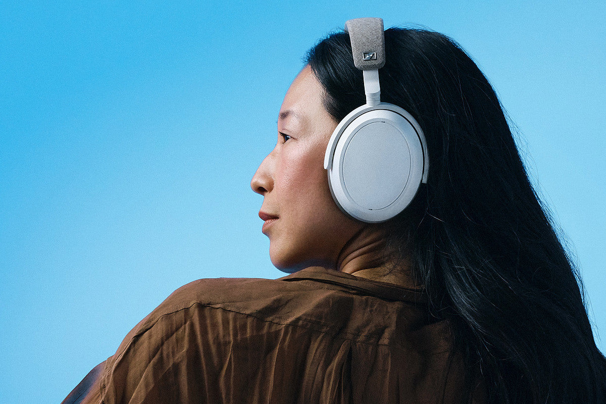 Lifestyle Image of the Sennheiser Momentum 4 Wireless Headphones in White