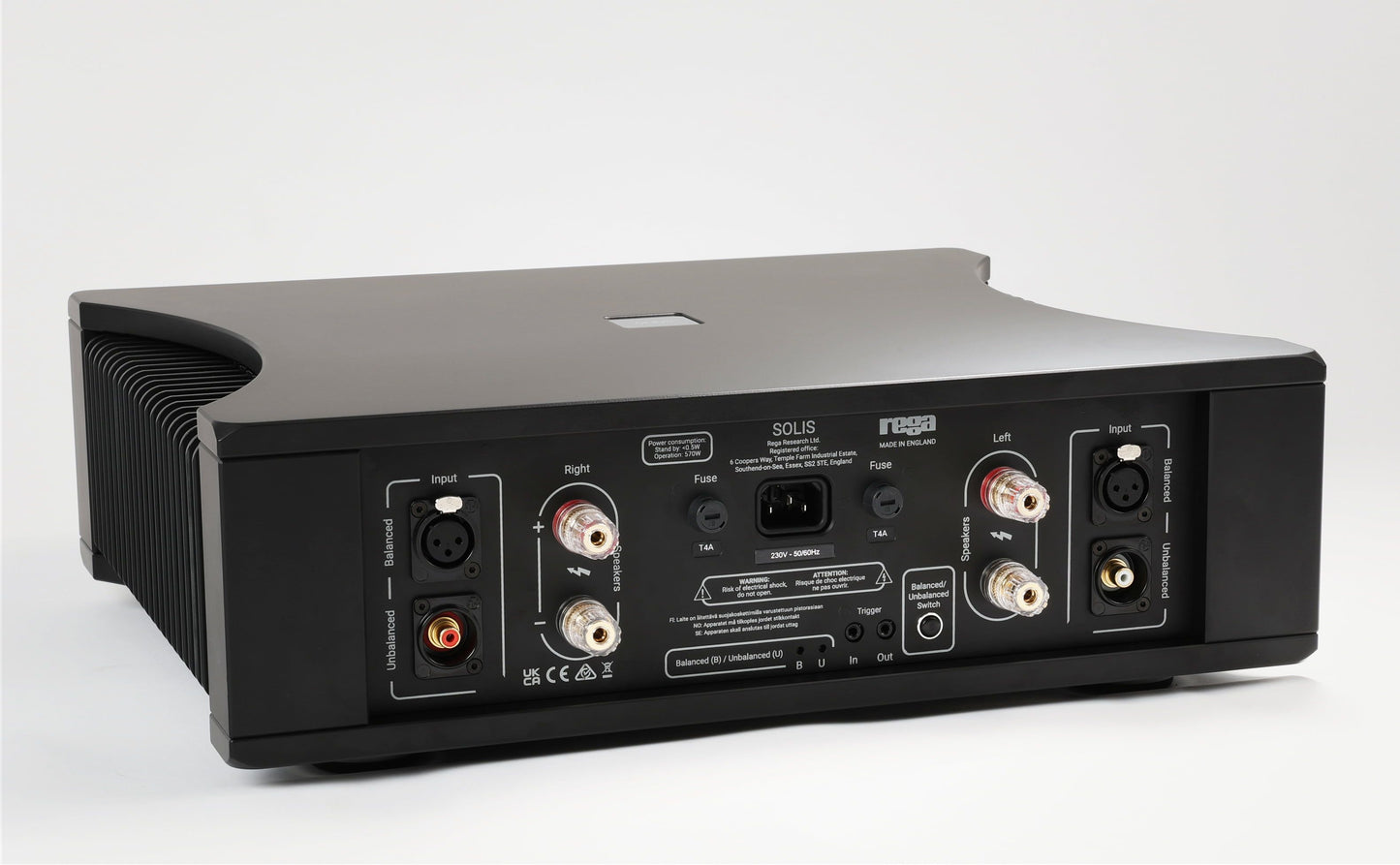 Product Image of a Rega Solis Power Amplifier rear panel
