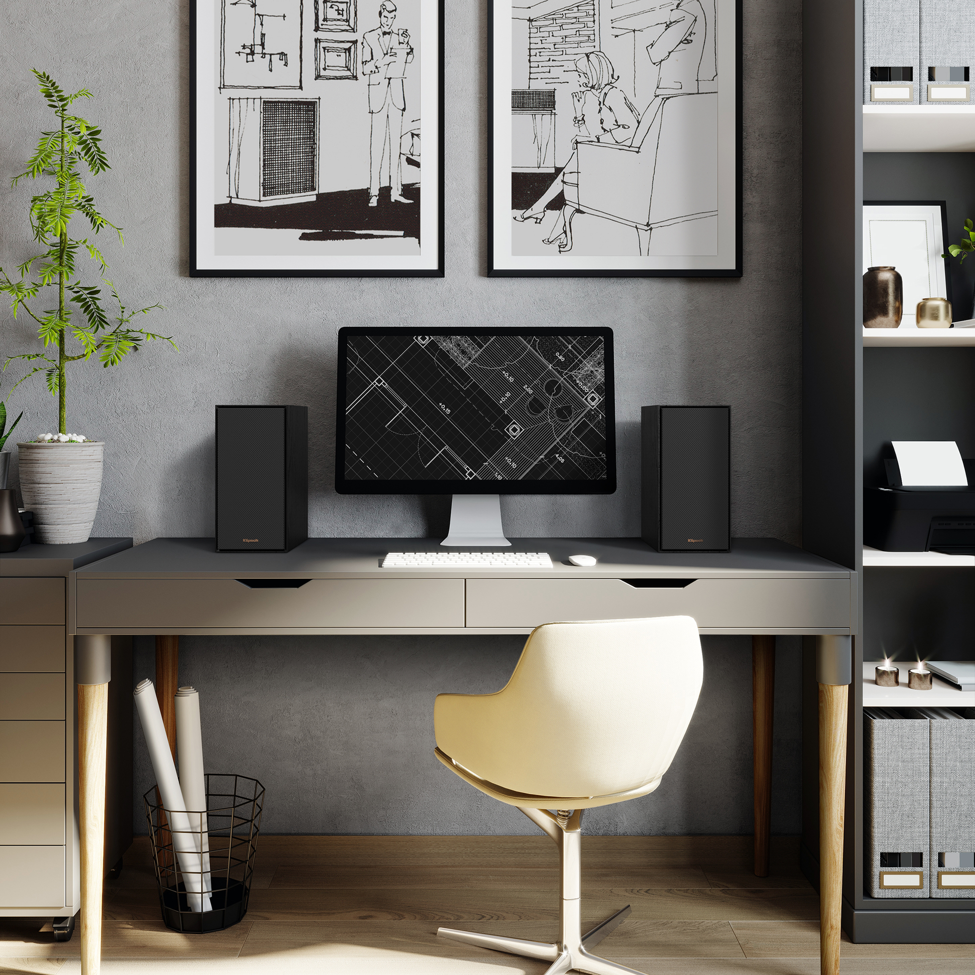 Lifestyle Image of the Klipsch R-40PM Powered Bookshelf Speakers