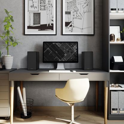 Lifestyle Image of the Klipsch R-40PM Powered Bookshelf Speakers