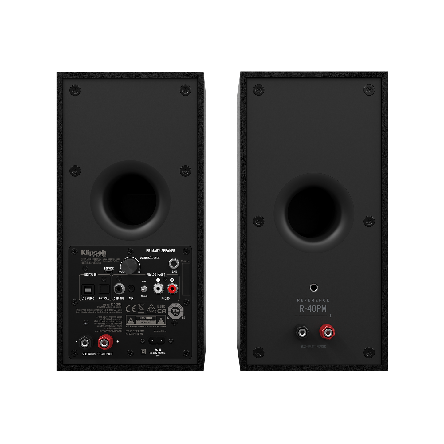 Product Image of the Klipsch R-40PM Powered Bookshelf Speakers Rear Panel