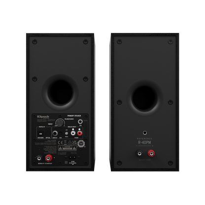 Product Image of the Klipsch R-40PM Powered Bookshelf Speakers Rear Panel