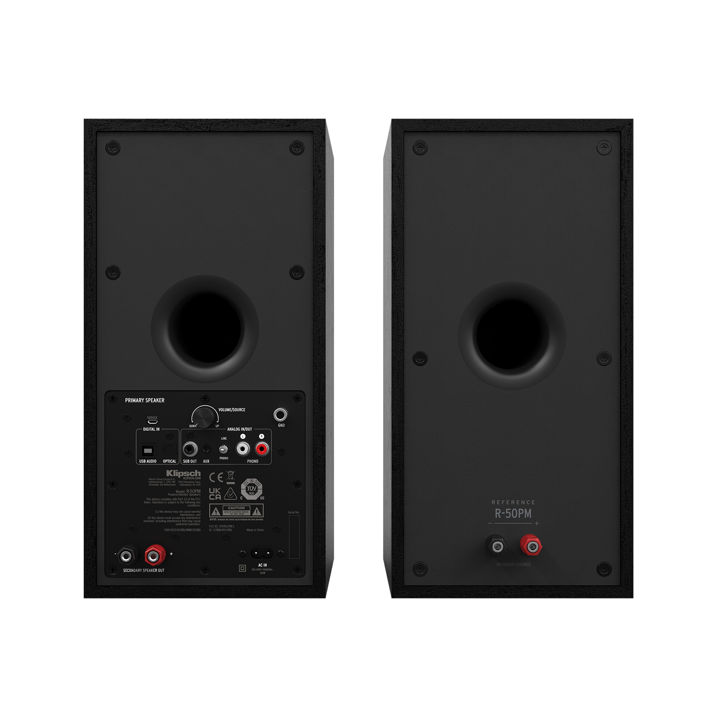 Product Image of the Klipsch R-50PM Powered Bookshelf Speakers Rear Panel