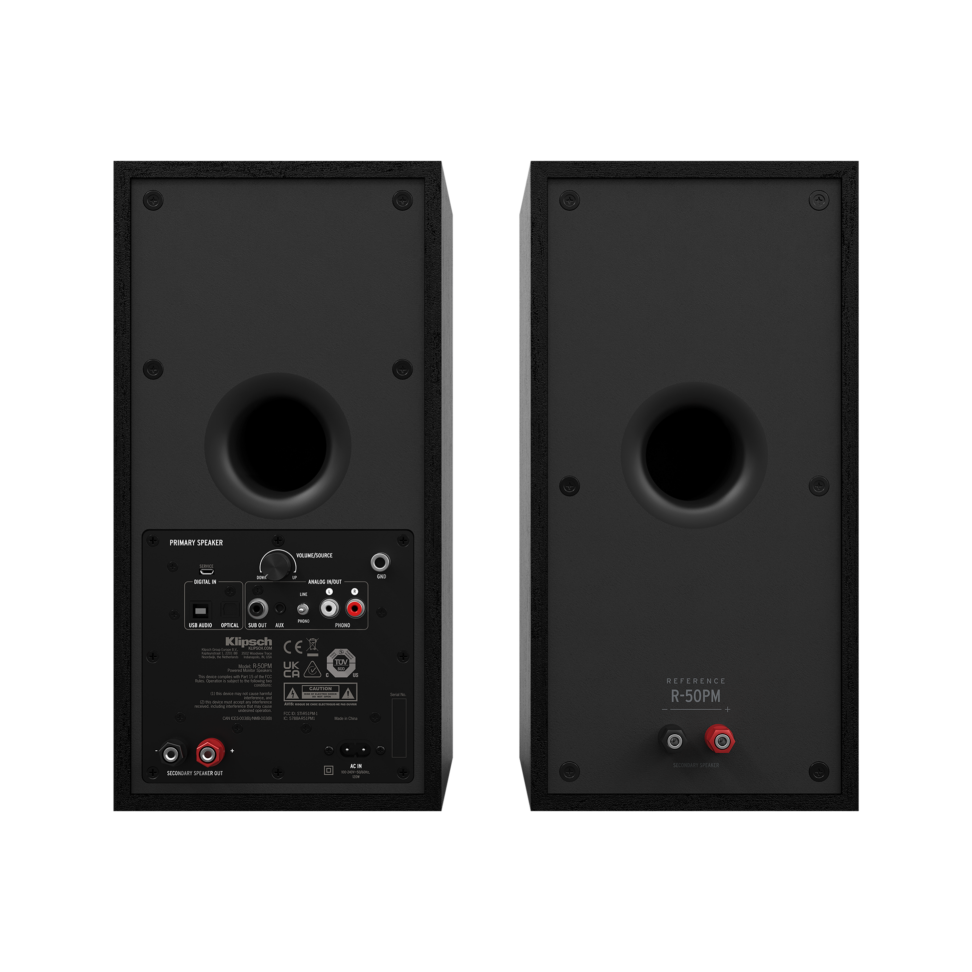 Product Image of the Klipsch R-50PM Powered Bookshelf Speakers Rear Panel