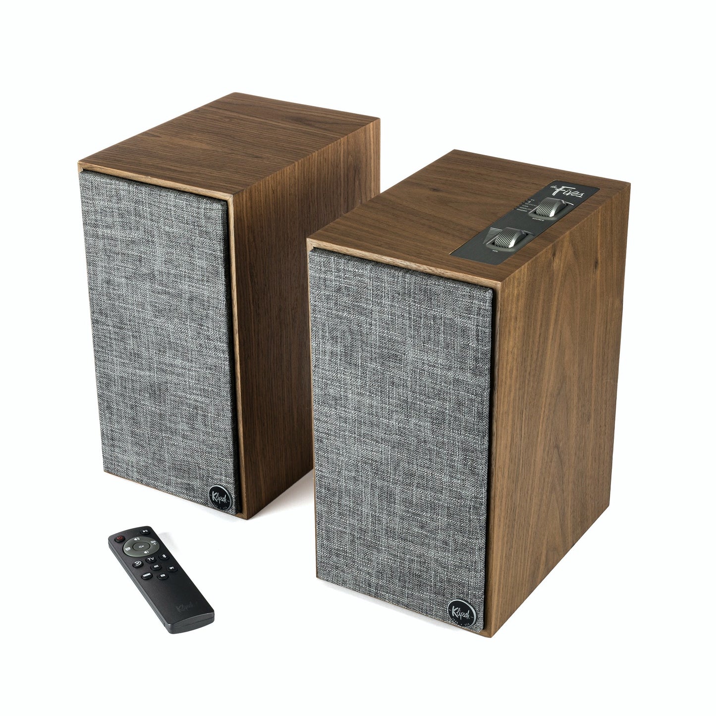 Product Image of the Klipsch The Fives Powered Bookshelf Speakers in Walnut