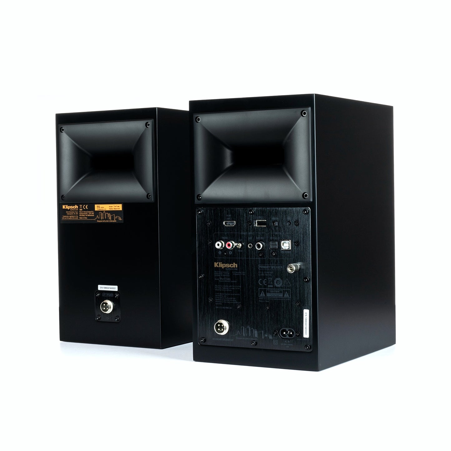 Product Image of the Klipsch The Fives Powered Bookshelf Speakers Rear Panel in Black