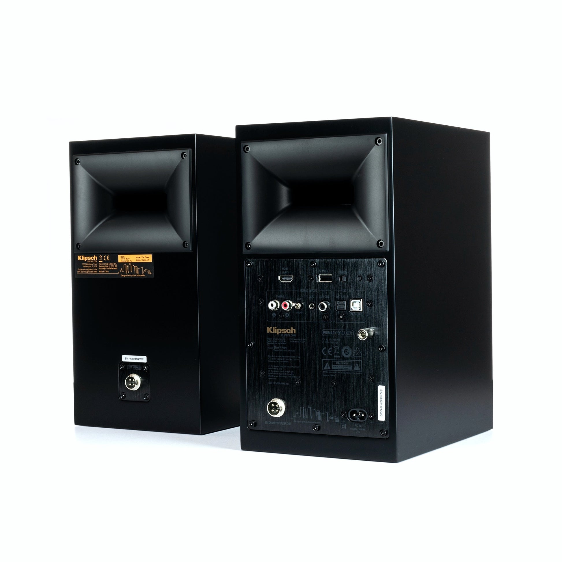 Product Image of the Klipsch The Fives Powered Bookshelf Speakers Rear Panel in Black