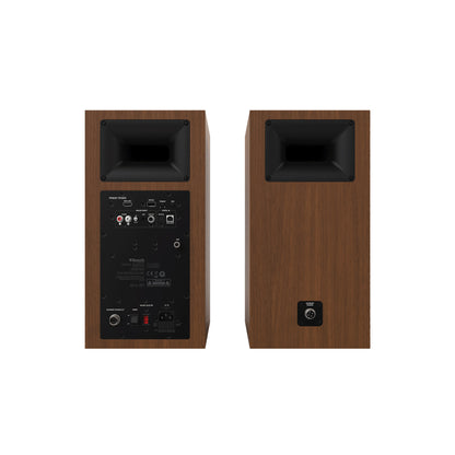 Product Image of the Klipsch The Sevens Powered Bookshelf Speakers Rear Panel in Walnut