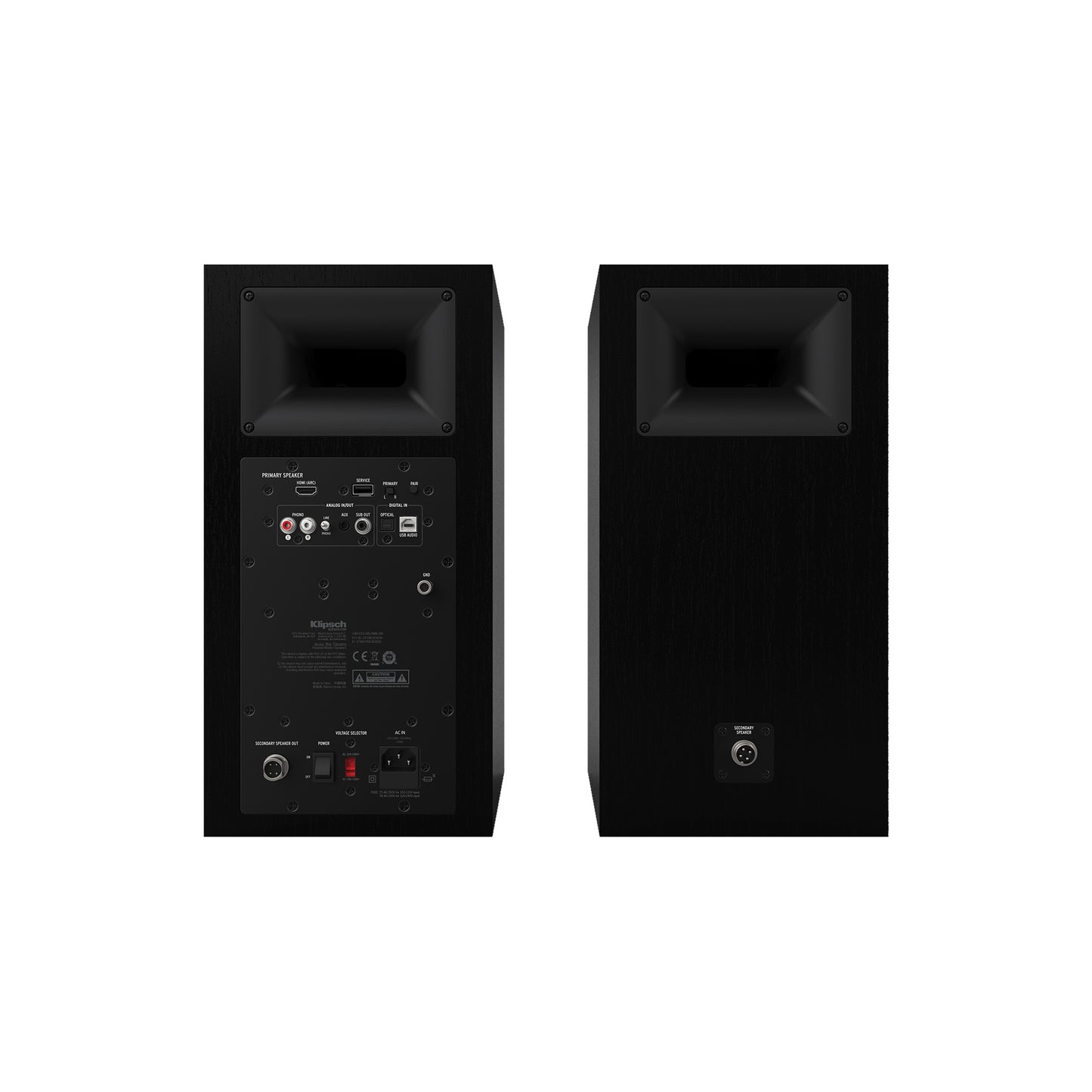 Product Image of the Klipsch The Sevens Powered Bookshelf Speakers Rear Panel in Black