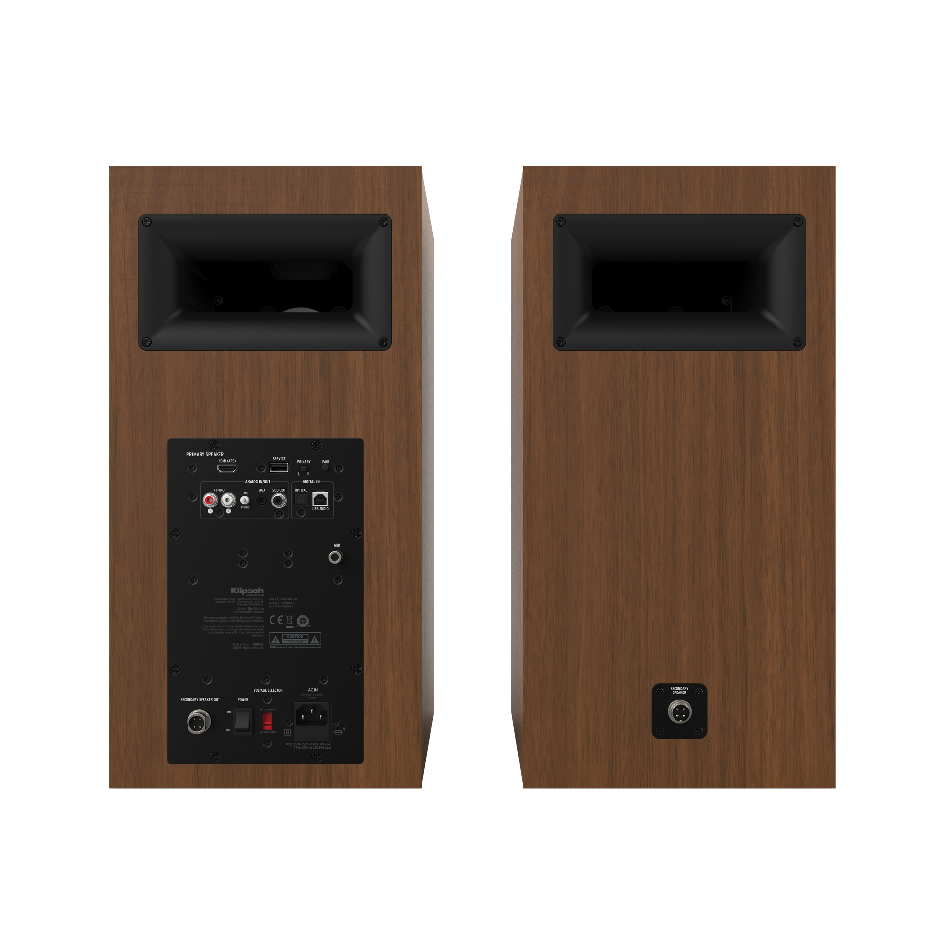 Product Image of the Klipsch The Nines Powered Bookshelf Speakers in Walnut