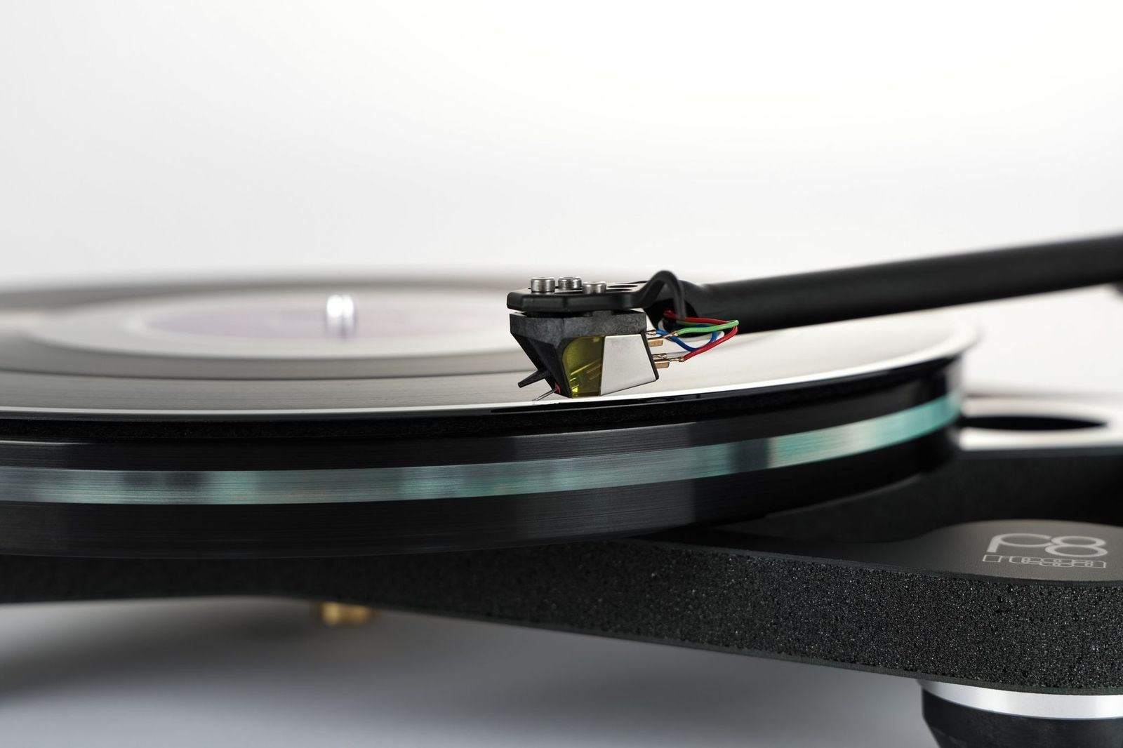 Product image of a Rega Planar 8 Turntable in black with ND7 Cartridge