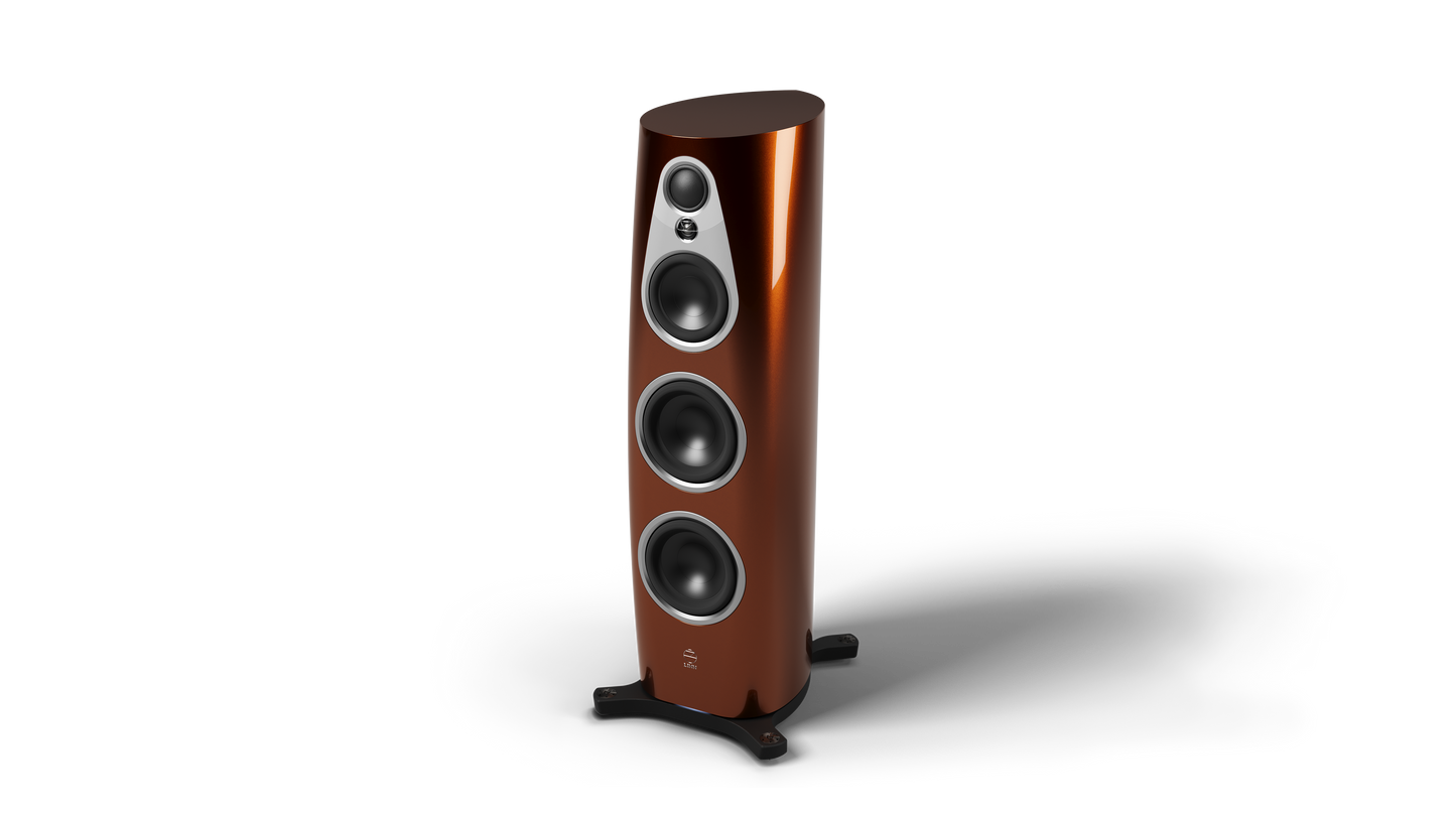 Product Image of the Linn 360 Speakers in Single Malt with Silver Trim