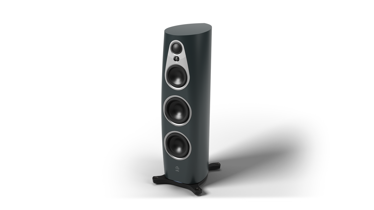 Product Image of the Linn 360 Speakers in Triton with Silver Trim