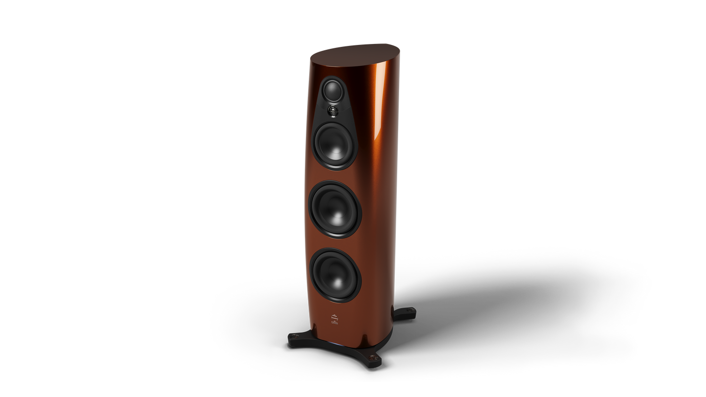 Product Image of the Linn 360 Speakers in Single Malt with Black Trim