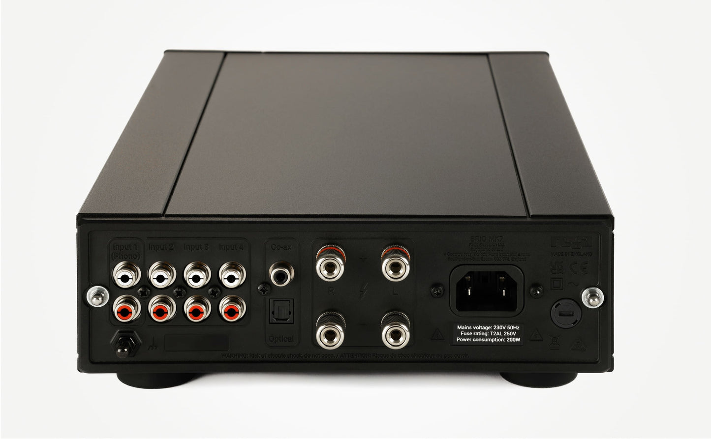 Product image of the rear panel of the Rega Brio MK7 Integrated Amplifier.