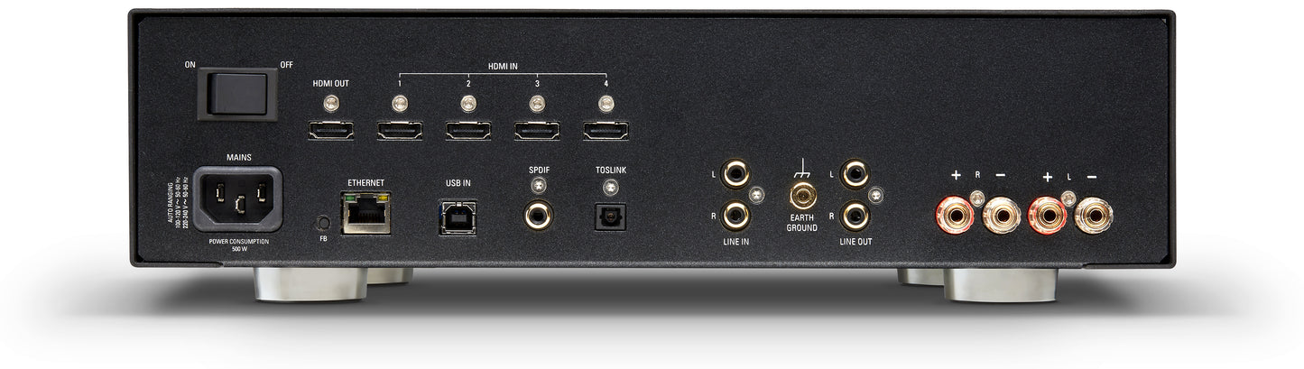 Product Image for the Linn Majik DSM/4 2020 Streamer, Pre amp and power amp rear panel