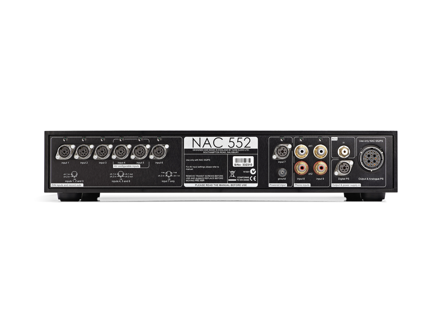 Product Image of the Naim NAC 552 Pre-Amplifier Rear Panel