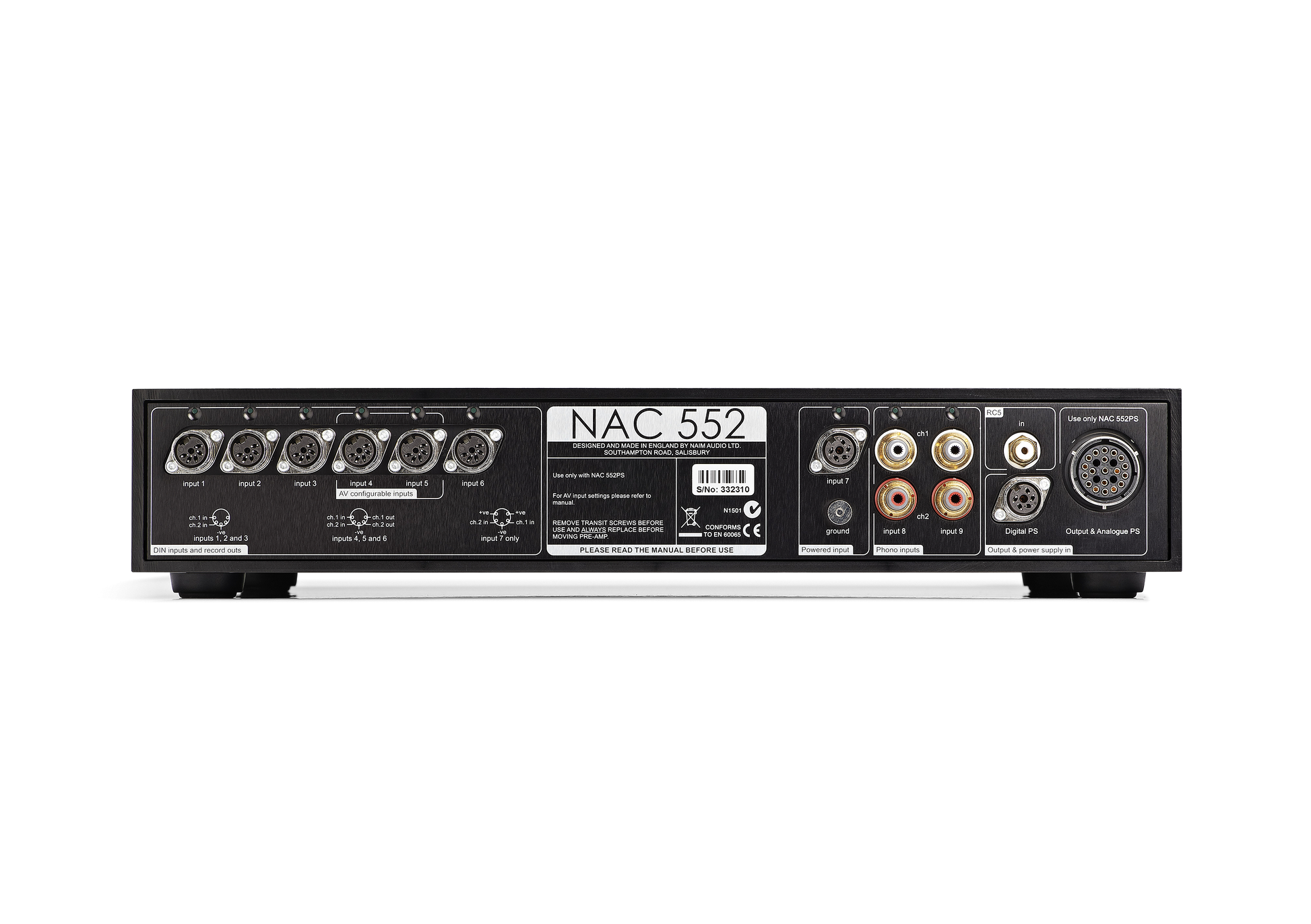 Product Image of the Naim NAC 552 Pre-Amplifier Rear Panel